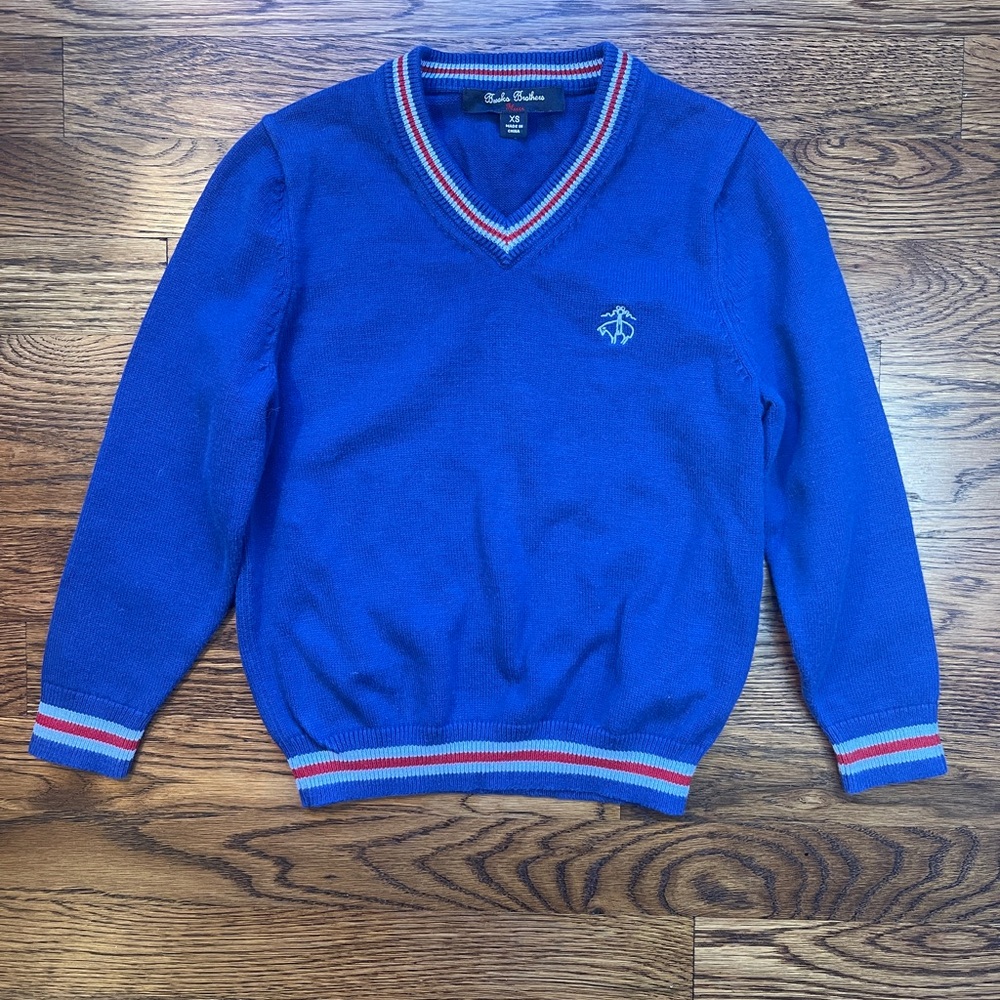 Brooks Brothers Boys Classic Knit V-Neck Sweater Preppy Size 4